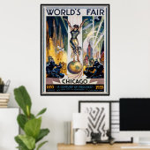 Poster Vintage Chicago, USA - (Bureau à domicile)