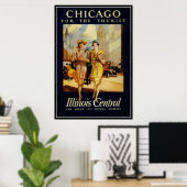 Poster Vintage Chicago, USA - (Bureau à domicile)