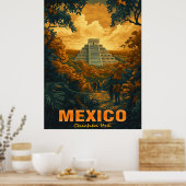 Poster Vintage Chichen Itza, Mexique (Cuisine)