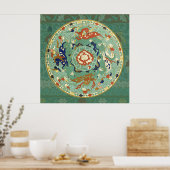 Poster Vintage China Blue Green Art Design Nature (Cuisine)