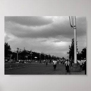 Poster Vintage China Pekin street Tiananmen square