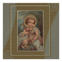 Vintage Christ Enfant Jésus avec agneau et croix
