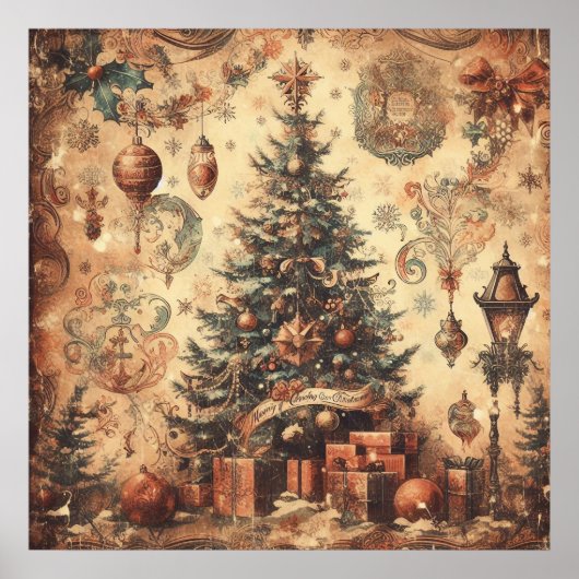 Poster Vintage Christmas Collage (Devant)