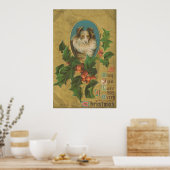 Poster Vintage Christmas Collie (Cuisine)