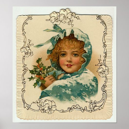 Poster vintage "Christmas Holly" (Devant)