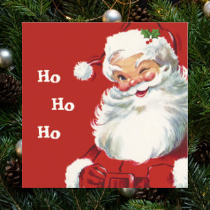 Poster Vintage Christmas, Jolly Santa Claus Winking