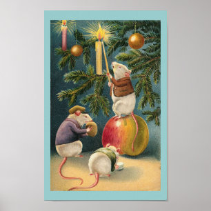 Poster Vintage Christmas Mice