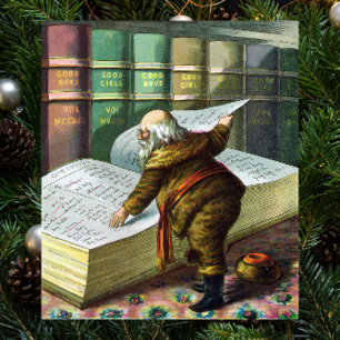 Poster Vintage Christmas, Père Noël Naughty Nice Liste