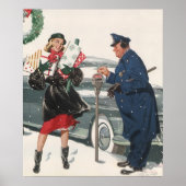 Poster Vintage Christmas, Shopping Presents Policeman (Devant)