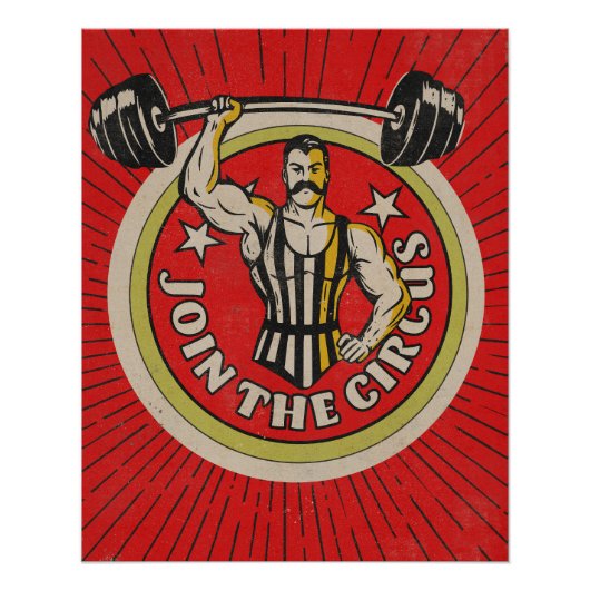 Poster Vintage Circus Advertisement Strongman (Devant)