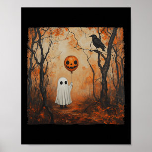 Poster Vintage Citrouille fantôme Gothic Halloween Ghost 