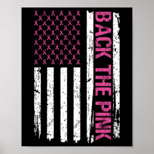 Poster Vintage Ck Le Drapeau Rose Américain Cancer Du Sei
