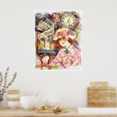 Poster Vintage Coffee Lady Art Imprimer (Cuisine)