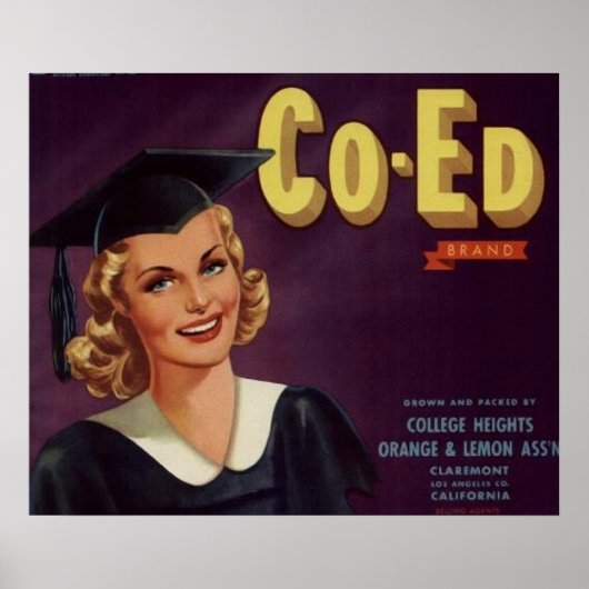 Poster Vintage College Co-Ed Graduation Femme (Devant)