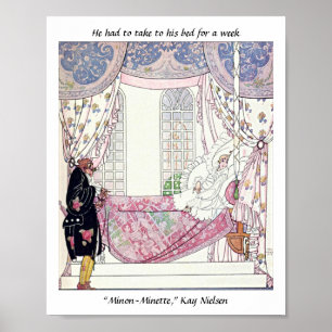 Poster Vintage conte de fées prince aquarelle illustratio