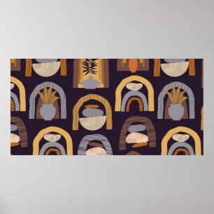 Poster vintage contemporain sans couture motif avec esth