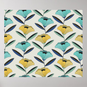 Poster vintage couture d'illustration florale abstraite