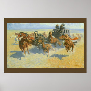 Poster Vintage Cowboy, Downing the Nigh Leader, Remington