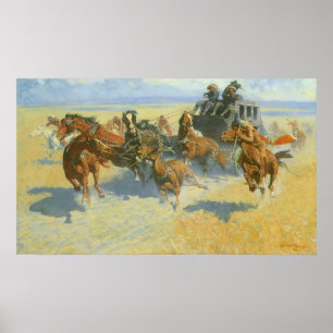 Poster Vintage Cowboy, Downing the Nigh Leader, Remington