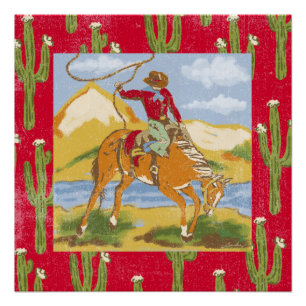 Poster Vintage Cowboy Western Rodeo Wild West