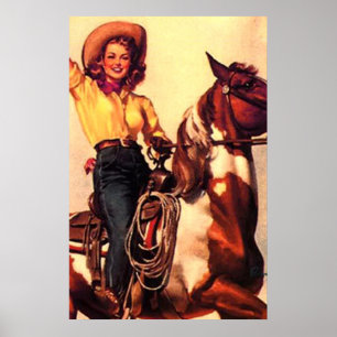 Poster Vintage Cowgirl