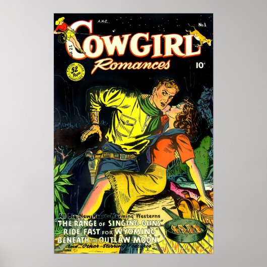 Poster Vintage Cowgirl Romances Gunslinger (Devant)