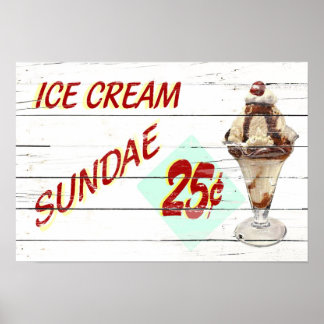 Poster Vintage crème glacée Sundae