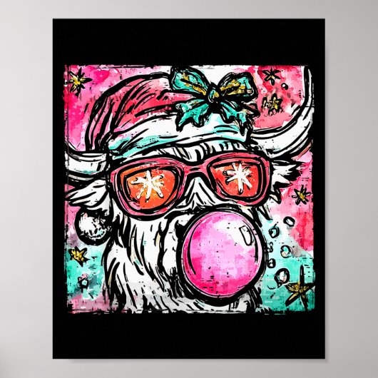 Poster Vintage Cute Highland Cow Christmas Holiday Funny (Devant)
