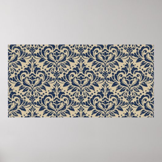 Poster Vintage damask sans couture motif arrière - plan. (Devant)