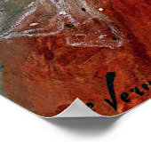 Poster Vintage Dame En Rouge Avec Rose Jaune (Coin)