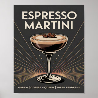 Poster Vintage Dark Brown Art Deco Espresso Martini