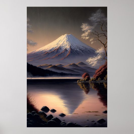 Poster vintage d'art japonais Mt Fuji (Devant)