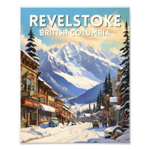 Poster vintage d'art voyage Revelstoke Canada