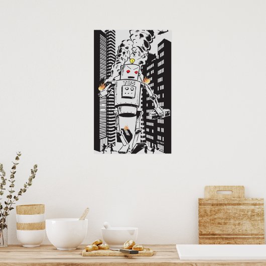 Poster vintage d'attaque robotique (Cuisine)