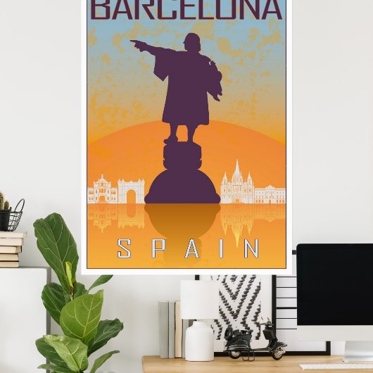 Poster vintage de Barcelone (Bureau à domicile)