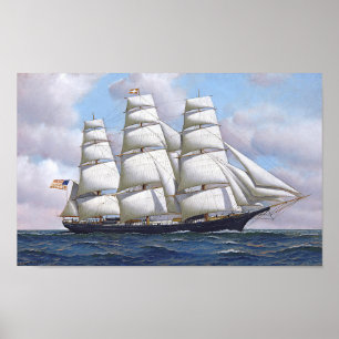 Poster vintage de bateau de navigation