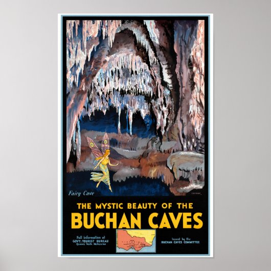 Poster vintage de Buchan Caves Australie (Devant)
