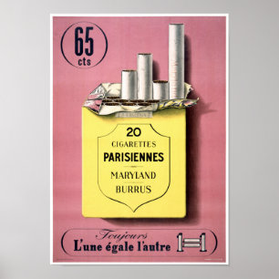 Poster vintage de cigarettes français restauré