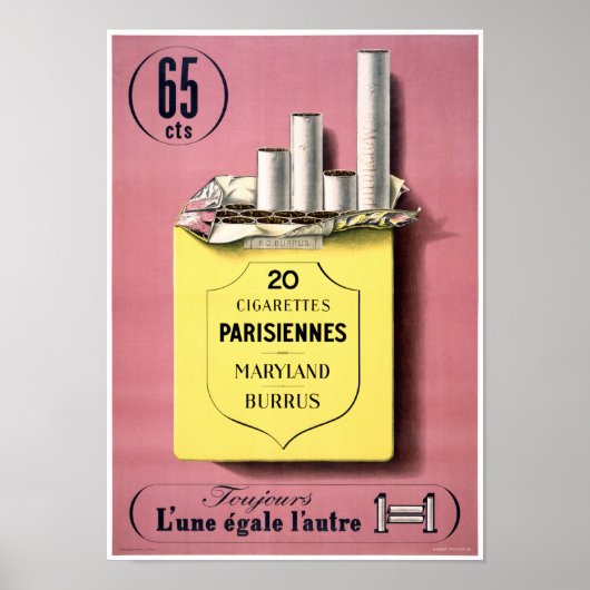 Poster vintage de cigarettes français restauré (Devant)