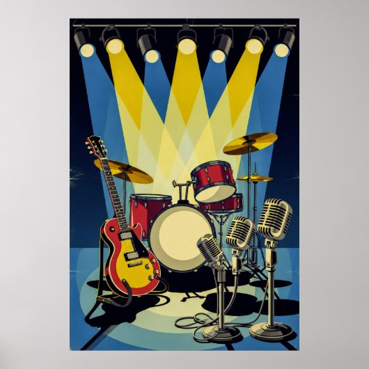 Poster vintage de concerts Retro Rock and Roll (Devant)