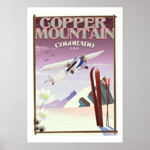 Poster vintage de cuivre du Colorado de montagne
