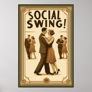 poster vintage de la danse à voile sociale des ann