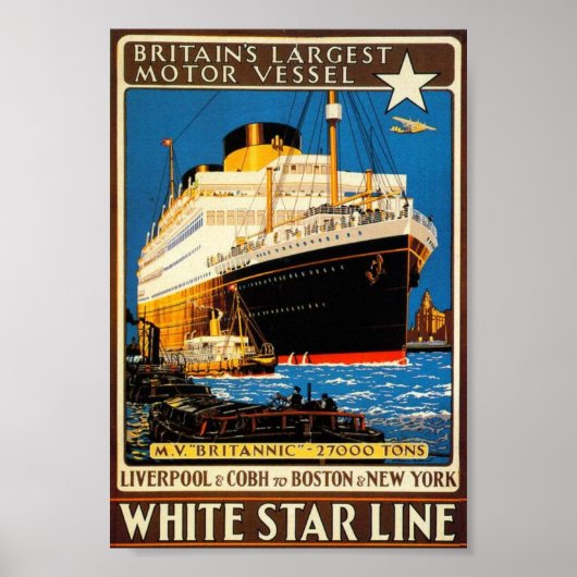 Poster vintage de la White Star Line (Devant)