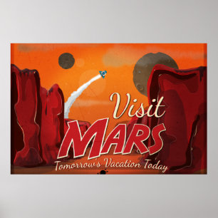 Poster vintage de Mars de visite