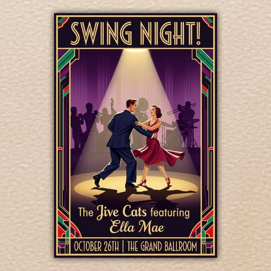 Poster vintage de nuit des Jive Cats