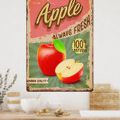 Poster vintage de pomme de fruits frais (Cuisine)