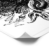 Poster vintage de sirène noire et blanche (Coin)