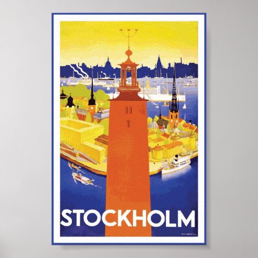 Poster vintage de Stockholm Suède (Devant)