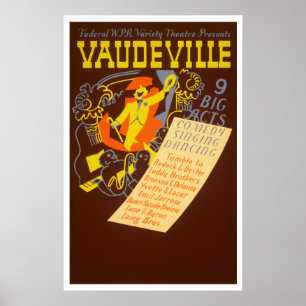 Poster vintage de vaudeville - 9 grandes Lois