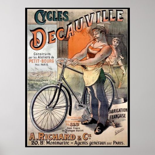 Poster vintage Decauville Cycles Vélos Publicité A (Devant)